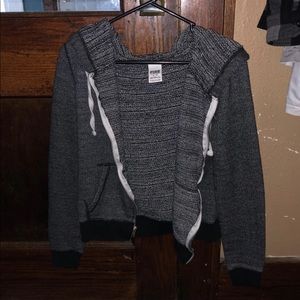 PINK. Grey full zip sweatshirt